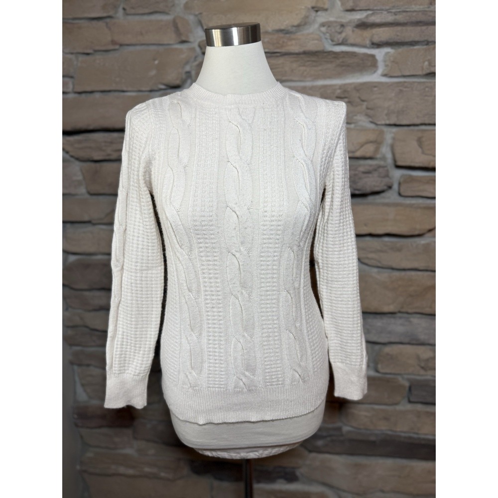 Philosophy Republic Cable Knit Sweater Viscose Blend Soft White Sz S